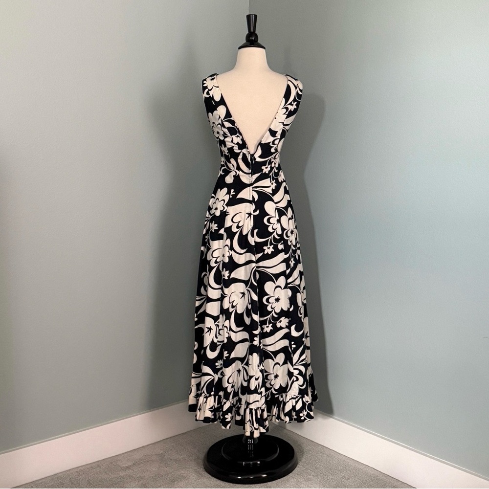 1970s vintage Dark Navy & White Floral Hawaiian Ja-Na Dress - Picture 2 of 9